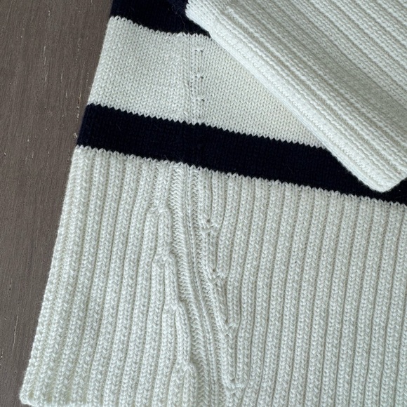 GAP Navy Blue & White Striped Turtleneck Chunky Sweater Nautical SZ L - Picture 2 of 10